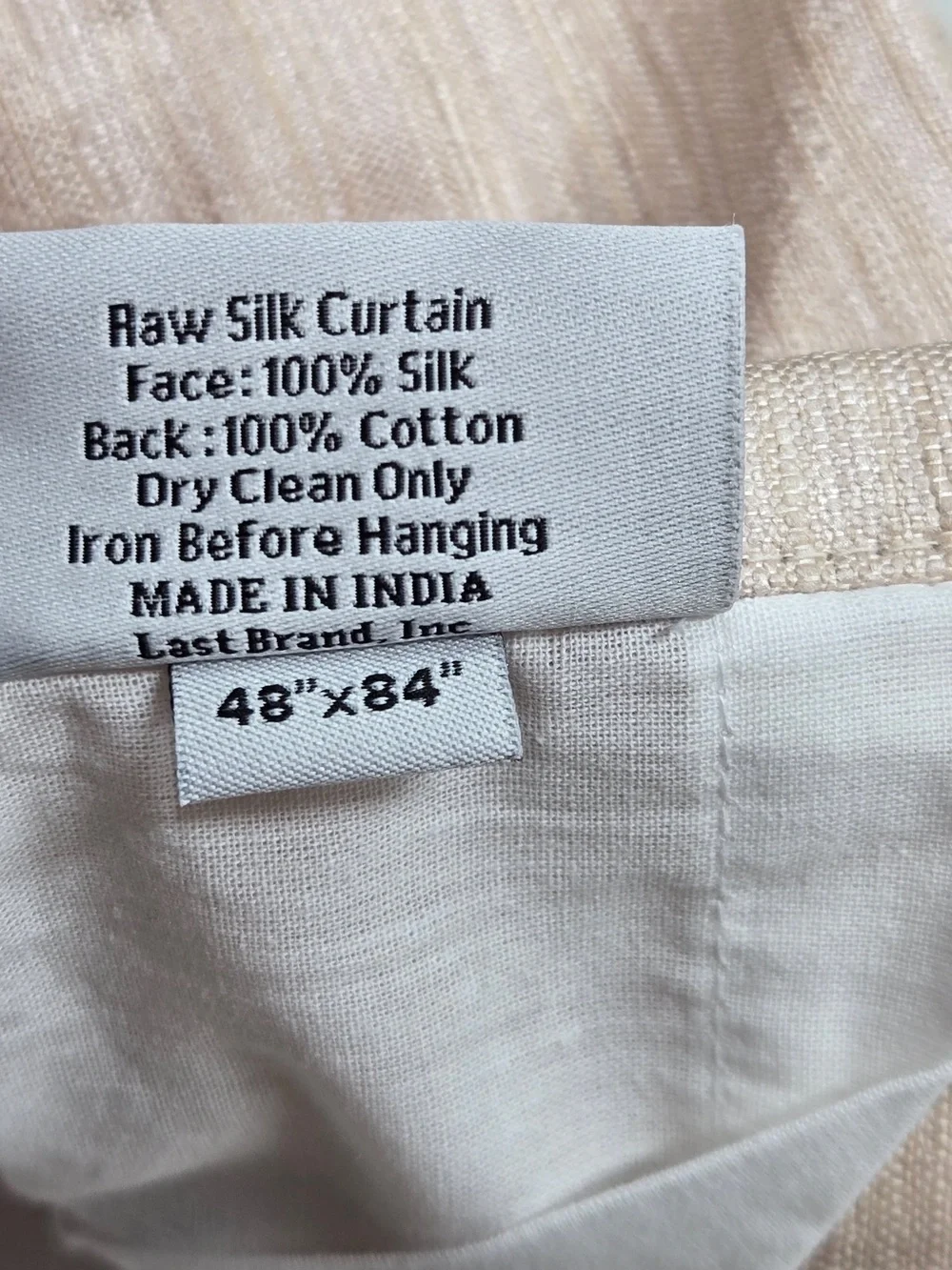 NWT QUINCE Set Of 2 48x84 Raw Silk Curtains Sand 8996